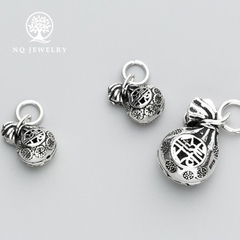 Charm bạc mặt túi tiền tài lộc treo
