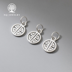 Charm bạc tròn hình chữ hỷ treo