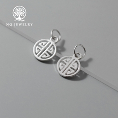 Charm bạc tròn hình chữ hỷ treo
