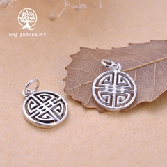 Charm bạc tròn hình chữ hỷ treo