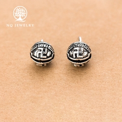 Charm bạc hình quả chuông treo hoa tiết chữ vạn treo