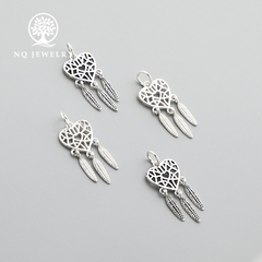 Charm bạc dream catcher hình trái tim treo