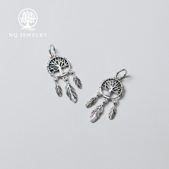 Charm bạc hình Dream catcher cây lá treo