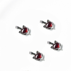 Charm bạc mặt dây chuyền hồ ly đỏ treo