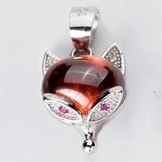 Charm bạc mặt dây chuyền hồ ly đỏ treo
