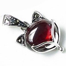Charm bạc mặt dây chuyền hồ ly đỏ treo