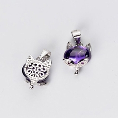 Charm bạc mặt dây chuyền hồ ly đỏ treo
