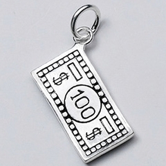 Charm bạc tiền giấy $100 đô la treo