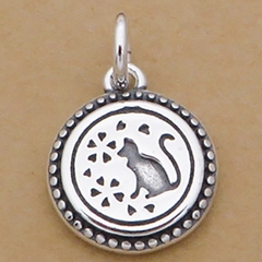 Charm bạc hình con mèo dễ thương treo