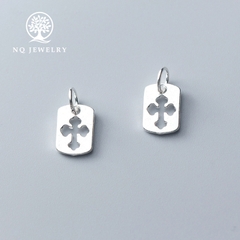 Charm bạc miếng có hình thánh giá treo