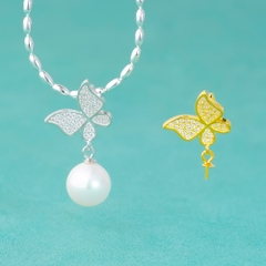 Charm bạc hình bươm bướm treo có khoen đính đá làm bông tai, mặt dây chuyền