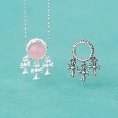 Charm bạc tròn lồng hạt có Thập giá treo