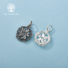 Charm bạc vòng hoa mặt bướm treo