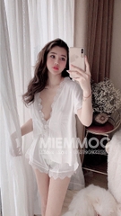 pijama cộc tay trắng