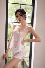 bộ ngủ cộc tay màu trắng