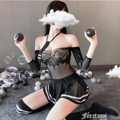 Váy ngủ Cosplay bó sát dài tay cà vạt