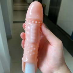 Bao cao su đôn dên Pretty Love Penis Sleeve quai đeo gắn cục rung