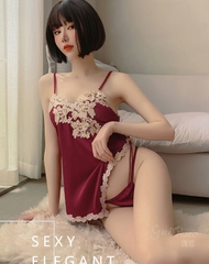váy ngủ lụa đỏ