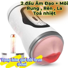 Cốc thủ dâm 2 đầu hình âm đạo và môi chức năng rung rên la sưởi ấm