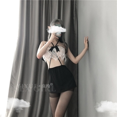 Bộ ngủ chân váy áo ren thư ký sexy