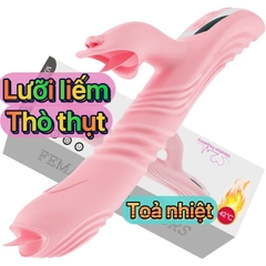 Chày rung âm đạo lưỡi liếm co giãn nóng 42 độ