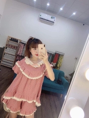 pijama cộc tay màu hồng