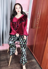 Bộ ngủ nhung điệu quần xanh đợt đầu