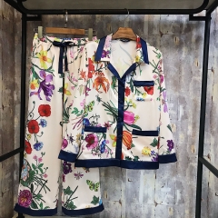 Pijama lụa Quảng Châu hoa lá cao cấp