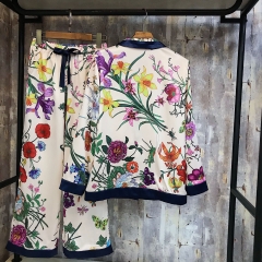 Pijama lụa Quảng Châu hoa lá cao cấp