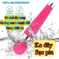 Chày rung Âm đạo cầm tay đầu tròn Silicon xoay 360 độ Sạc Pin