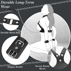 Bộ đai da Body Harness nữ kèm còng tay và dây xích cổ