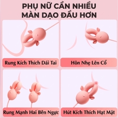 Bộ kẹp vú càng cua rung hút 3 đầu silicon mềm