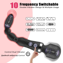 Dildo rung đôi silicone mềm nhiều chế độ rung hậu môn âm đạo