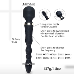 Dildo rung đôi silicone mềm nhiều chế độ rung hậu môn âm đạo