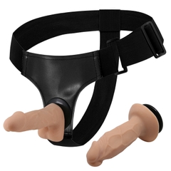 Dụng Cụ Đeo Dildo Jessica Strap On Da PU Kèm 2 Dương Vật Giả Silicone