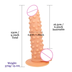 Dương vật giả gắn tường gai nổi đế hút siêu mềm có bìu size khủng