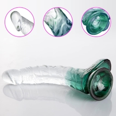 Dương vật giả Jelly trong suốt nhiều màu sắc có đế hút gắn tường