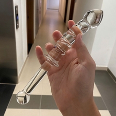 Dương vật giả thủy tinh có tay cầm dài kích thích âm đạo hậu môn