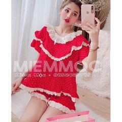 pijama cộc tay màu đỏ