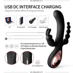 Máy rung 3 đầu điểm G âm đạo hậu môn silicon sạc pin