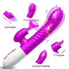 Máy Rung Rabbit Thrusting Co Bóp 3 Chiều Thụt 10 Chế Độ Rung Lưỡi Liếm 40 độ