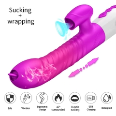 Máy Rung Rabbit Thrusting Co Bóp 3 Chiều Thụt 10 Chế Độ Rung Lưỡi Liếm 40 độ