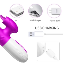 Máy Rung Rabbit Thrusting Co Bóp 3 Chiều Thụt 10 Chế Độ Rung Lưỡi Liếm 40 độ