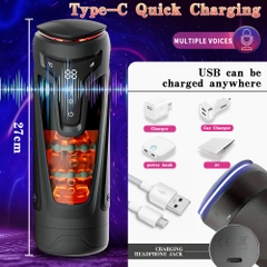 Máy thủ dâm nam siêu cấp rung rên thụt sưởi ấm màn hình LED JIUUY