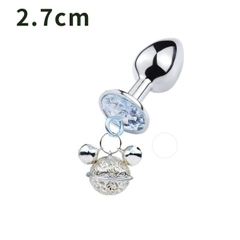 Nút bịt hậu môn kim loại kèm chuông trang trí đính đá bling bling