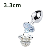 Nút bịt hậu môn kim loại kèm chuông trang trí đính đá bling bling