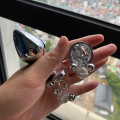 Nút bịt hậu môn kim loại kèm chuông trang trí đính đá bling bling