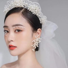 Khuyên tai rễ cây hoa ngọc trai