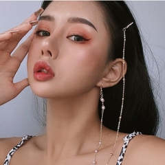 Khuyên tai dài kèm kẹp tóc nơ đính ngọc trai
