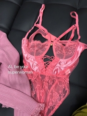 Bodysuit dây đan xuyên thấu hở nửa ngực sexy